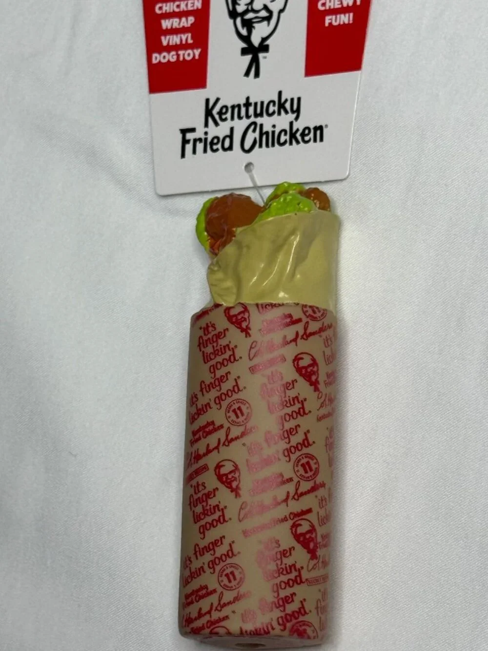 KFC Chicken Wrap Dog Toy Vinyl Squeaky Chew Pet Toy New